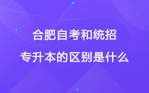 合肥自考和全国统招的区别在哪