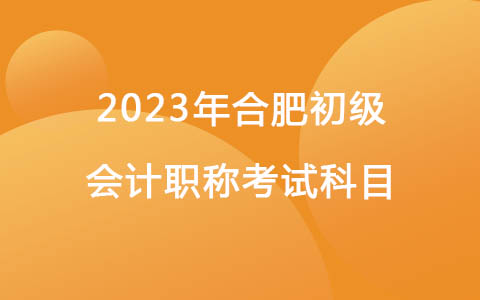 2023年合肥初级会计职称考试科目