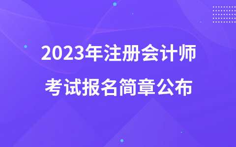 2023年注册会计师考试报名简章公布