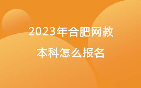 2023年合肥网教本科怎么报名