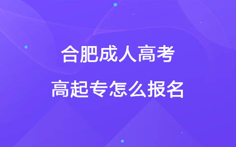 合肥成人高考高起专怎么报名