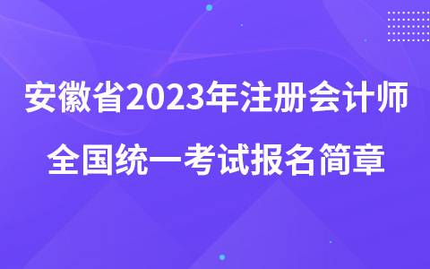 安徽省2023年注册会计师全国统一考试报名简章