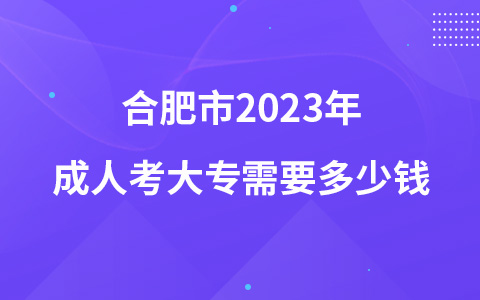 合肥市2023年成人考大专需要多少钱