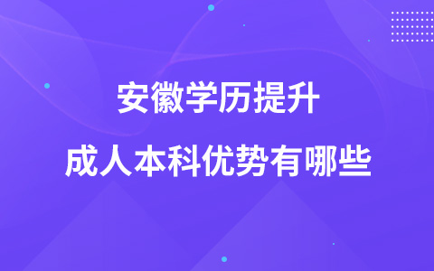 安徽学历提升成人本科优势有哪些