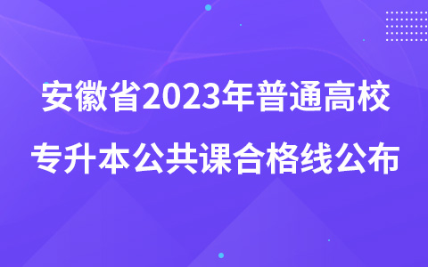 安徽省2023年普通高校专升本公共课合格线公布