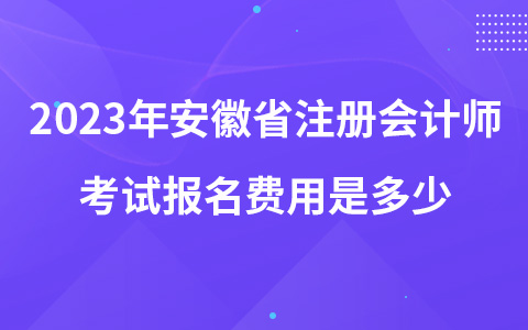 2023年安徽省注册会计师考试报名费用是多少