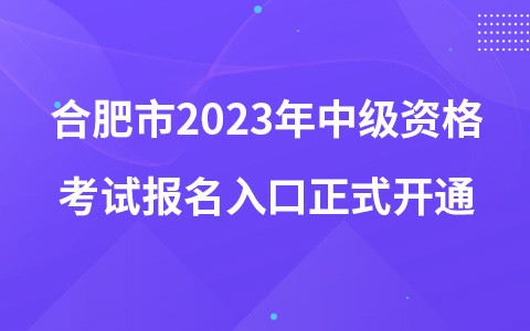 合肥市2023年中级资格考试报名入口正式开通