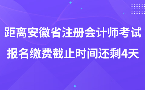 距离安徽省注册会计师考试报名缴费截止时间还剩4天