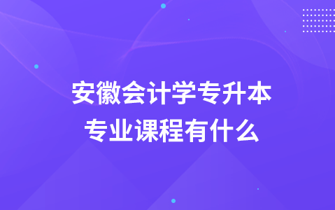 安徽会计学专升本专业课程有什么