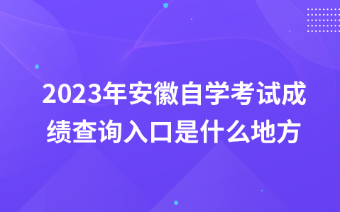 2023年安徽自学考试成绩查询入口是什么地方