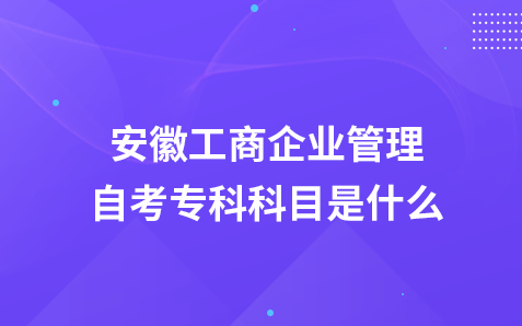 安徽工商企业管理自考专科科目是什么