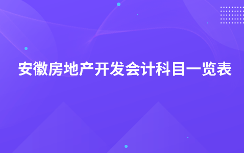 安徽房地产开发会计科目一览表